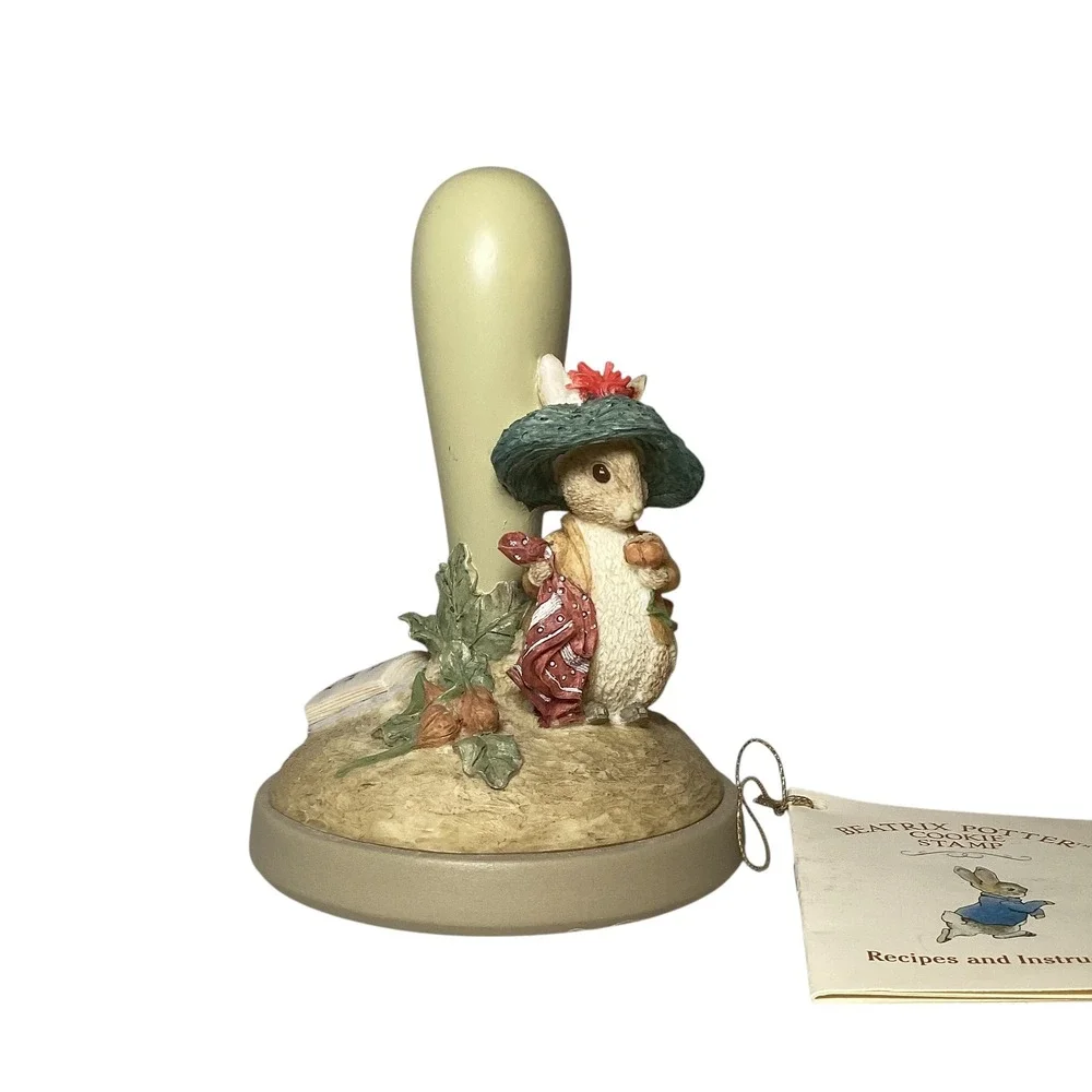 Beatrix Potter Benjamin Bunny Cookie Stamp Ceramic Figurine with Recipes 1997